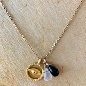 Satya jewelry onyx, crystal evil eye necklace